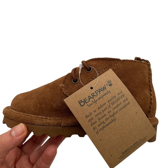 Bearpaw Skye Toddler Boys Suede Boots Size 10 Brown Slip on Lined Winter Shoes - Picture 3 of 16